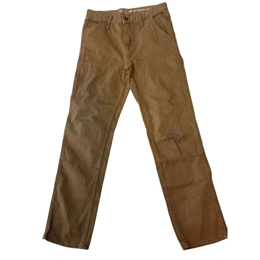 Gap‎ boys 18 Kids '90s Original Straight Carpenter Jeans double knee brown